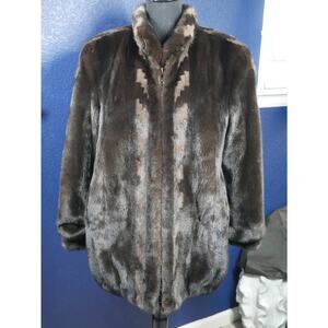 Stunning Black & Blue Iris Gray Mink Fur Coat Jacket Unisex Men or Women